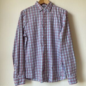 Faherty Men's Blue and Pink Plaid Casual Button Down Shirt Cotton/ Nylon Size S